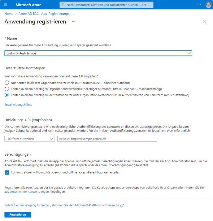 customX-Rest-Service-App-Registrierung-Azure-AD-B2C